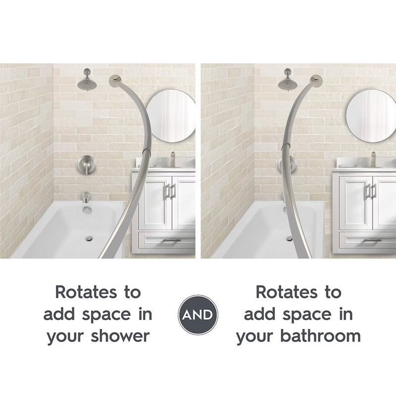 Adjustable Curved Shower Rod - 45 to 72 Inches, Satin Nickel, Single