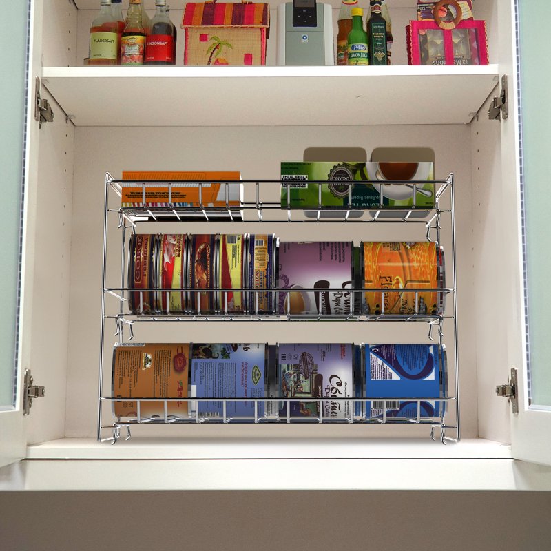 3-Tier Can Organizer Rack for Kitchen Pantry - Chrome