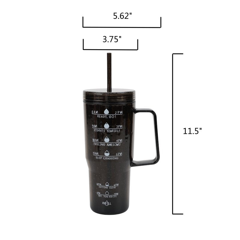 30 oz Black Bubble Pattern Tumbler with Handle