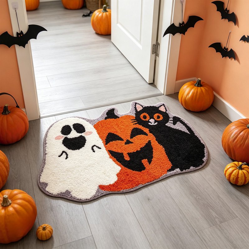 Halloween Doormat Ghost Pumpkin Cat Welcome Mat - K