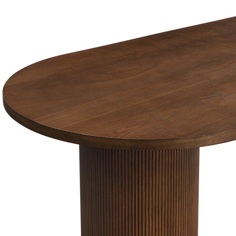 88" Modern Oval Dining Table - Fluted Double Cylinder Base, Walnut