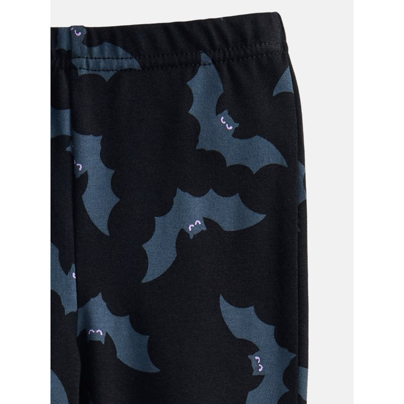 Halloween Flare Leggings for Toddler Girls - Black Soot Bats, 12M-5T
