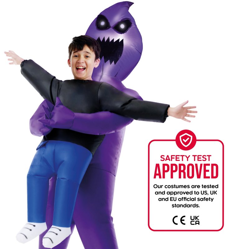 Kids Inflatable Ghost Costume with Light Up Purple Ghoul for Halloween