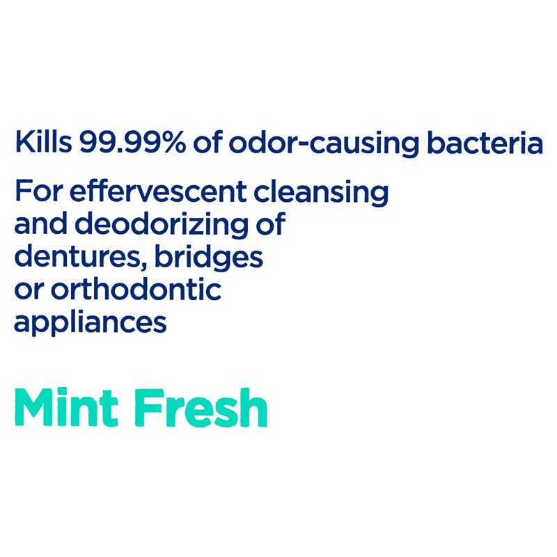 Effervescent Overnight Antibacterial Denture Cleanser Tablets - Mint Fresh