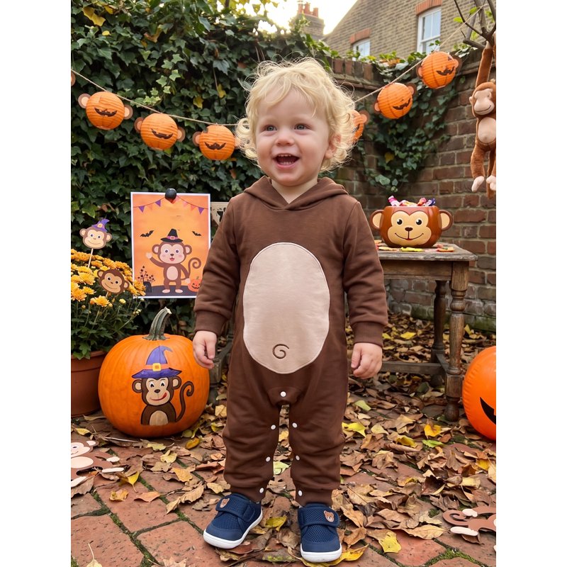 Newborn Baby Monkey Costume Romper - Brown, 0-6 Months