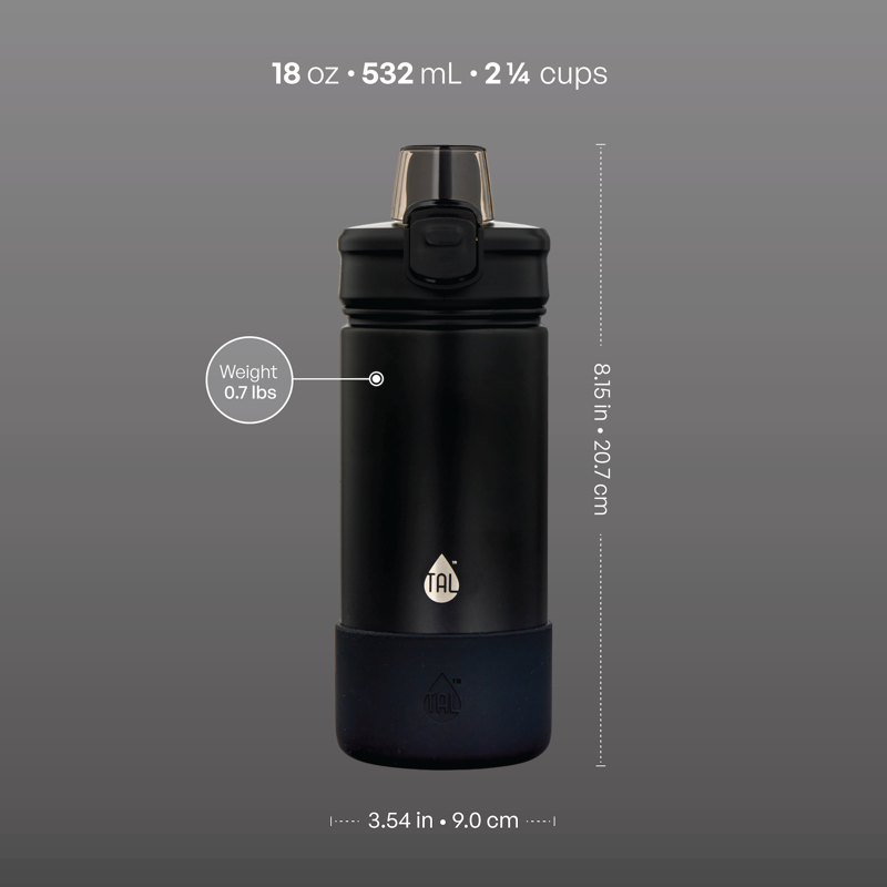 18oz Stainless Steel Ranger Push Water Bottle - Black
