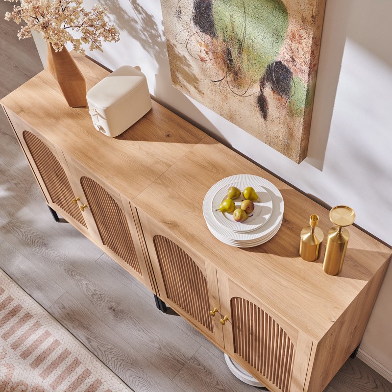 Wooden Buffet Cabinet with Adjustable Shelf - Natural, 2 Pack