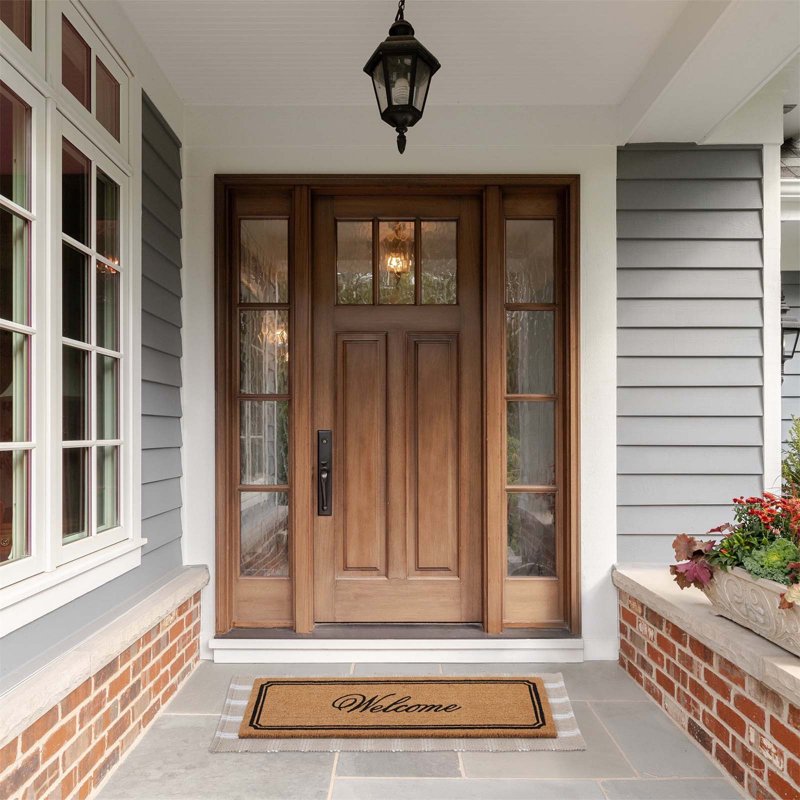 17.7 x 47.2 Inch Coir Doormat with Welcome Script & Double Border Non-Slip Entry Rug