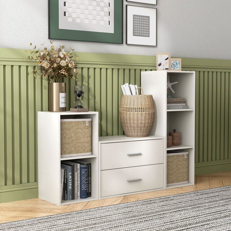 Stackable 2-Drawer Wood Storage Cabinet - Multiple Colors