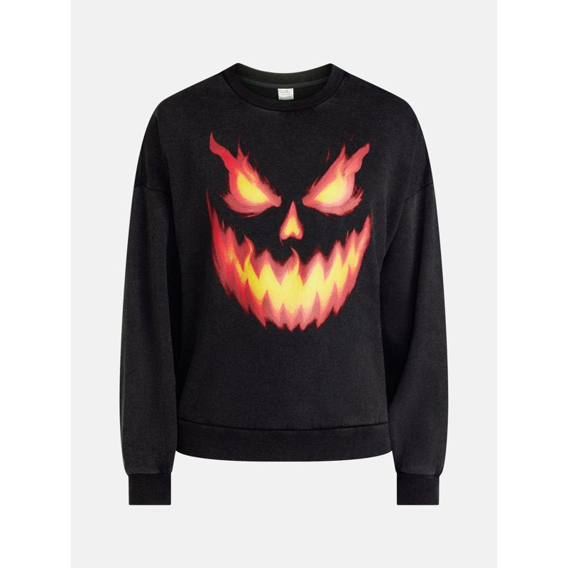 Men's Halloween Evil Jack Graphic Sweatshirt Black Soot XL - Spooky Costume Top