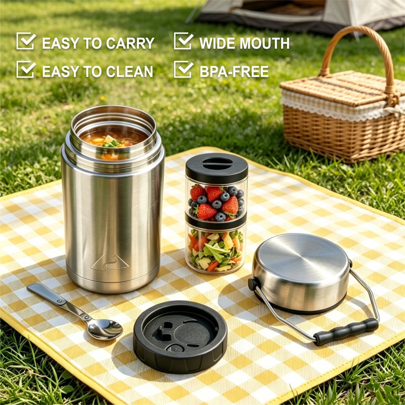 47 oz Stainless Steel Insulated Food Jar - 6 Pack