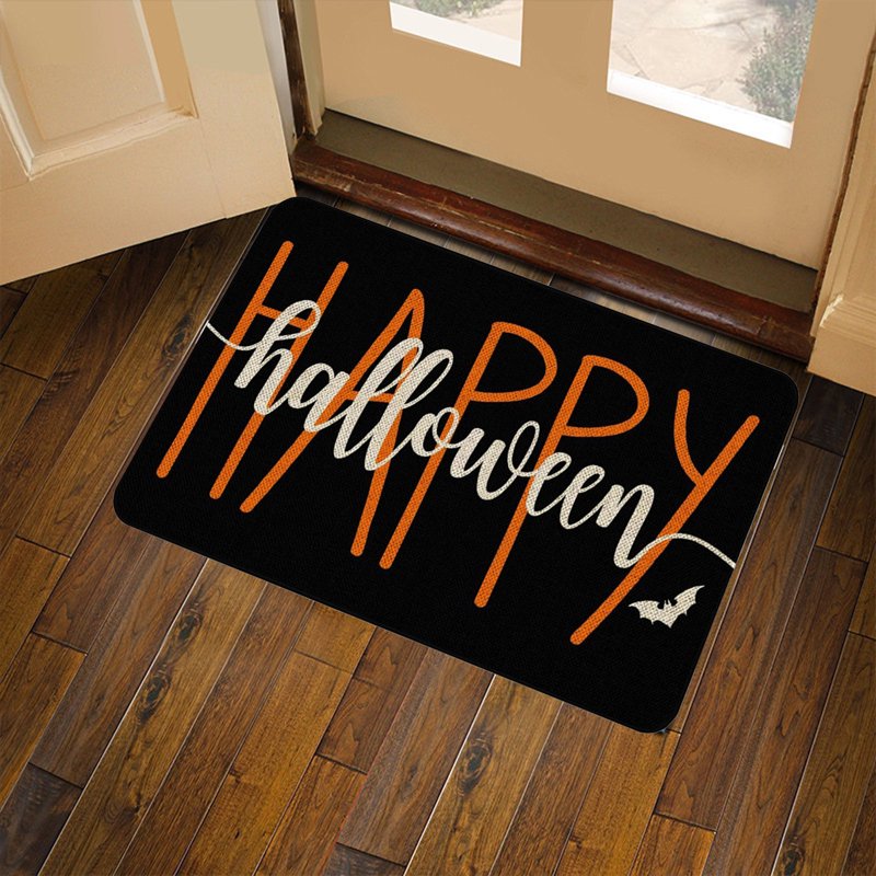 Halloween-Themed Door Mat 23.62x15.75in Black B Spooky Entryway Rug Non-Slip Decor