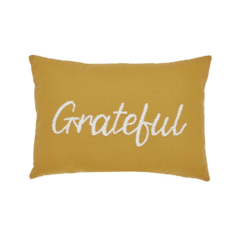 VCNY Home Grateful 14x20 Inch Honey Gold Embroidered Cotton Pillow - Decorative Accent