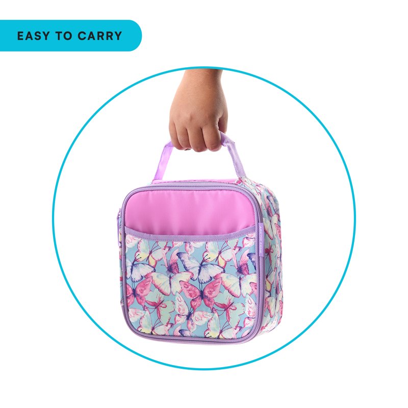 Insulated Lunch Box Combo with Food Container & Bottle - Butterflies Purple