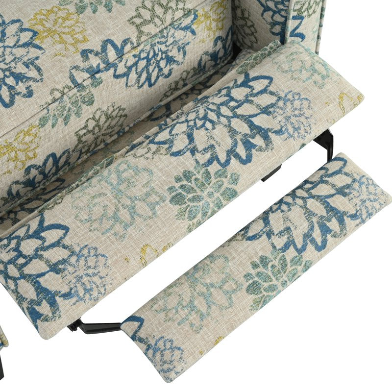Modern Floral Fabric Recliner Chair with Adjustable Backrest