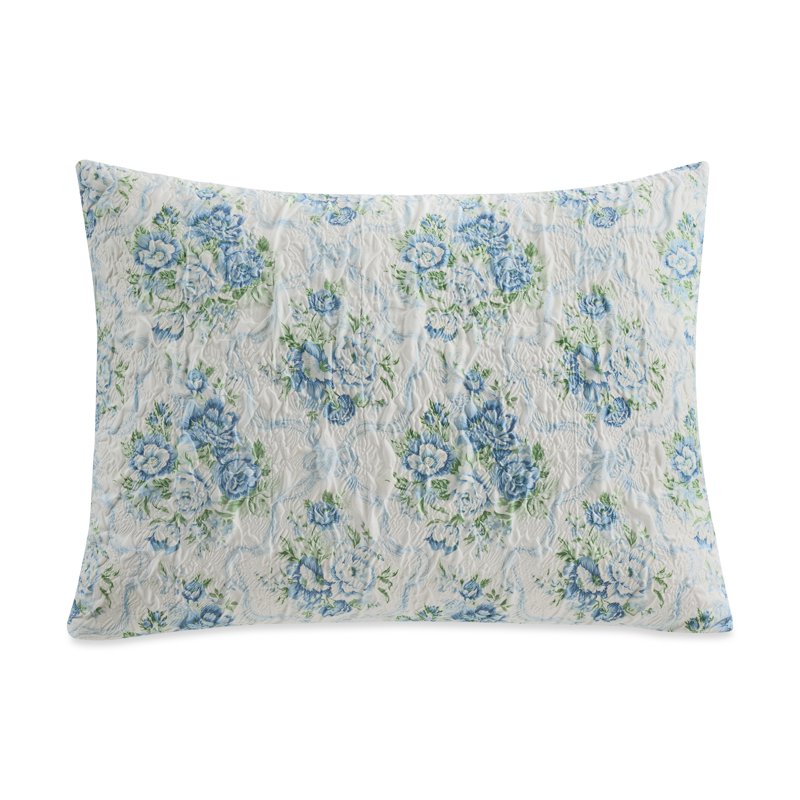 King Comforter Set with Shams - Blue Floral Coquette Bedding, 3 Piece