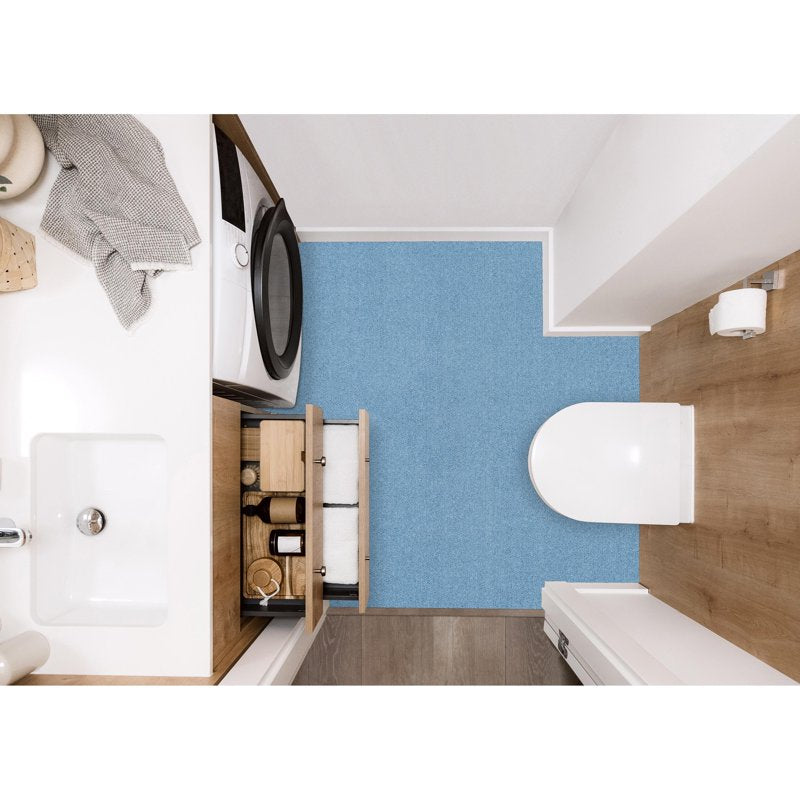 Bathroom Rug 4x6 ft Blue Washable Polypropylene Non-Slip Bath Mat - Garland Gramercy Variation