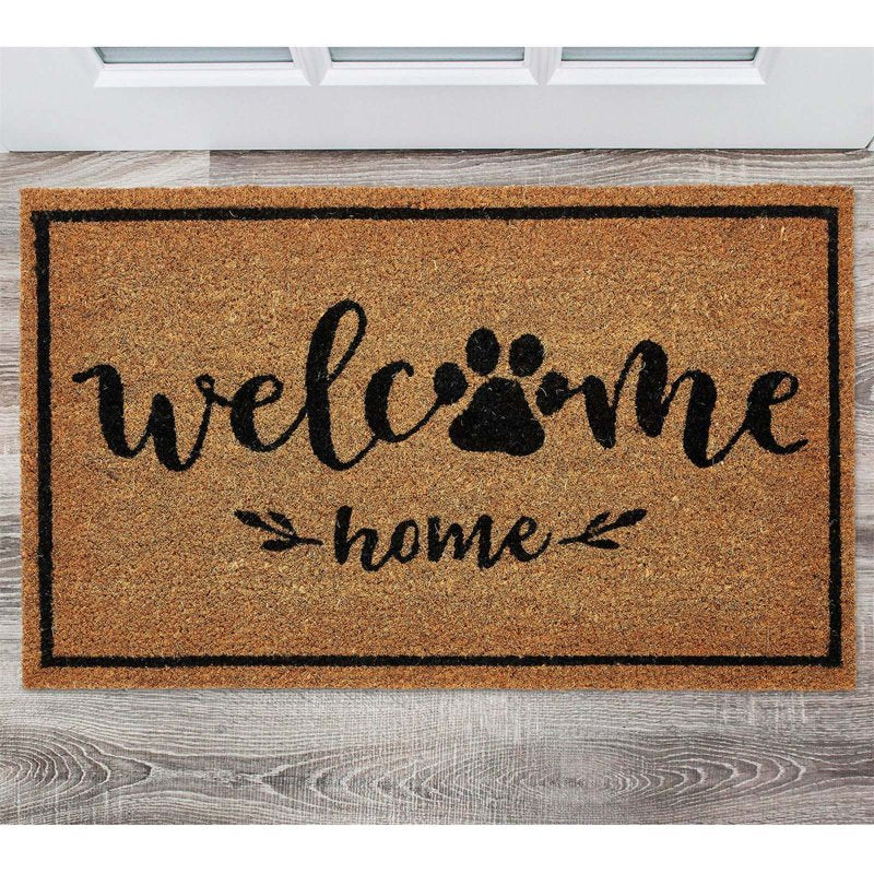 Natural Coco Coir Doormat 19.7 x 31.5 Inches Welcome Home Pet Paw Border