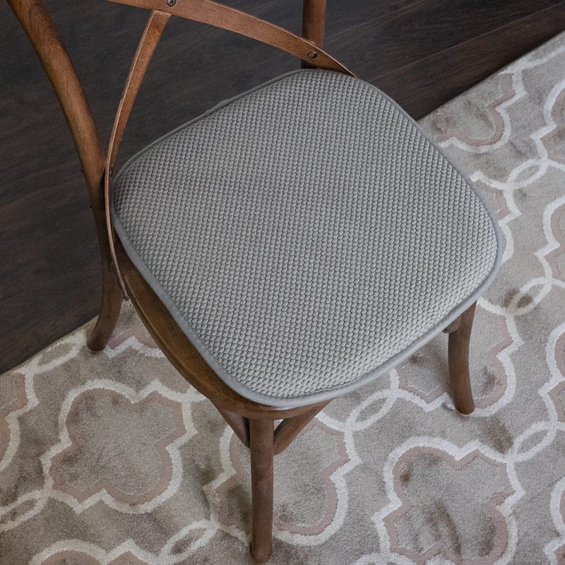 Memory Foam Chair Pad - 16" x 16" Non-Slip - Silver, 2 Pack