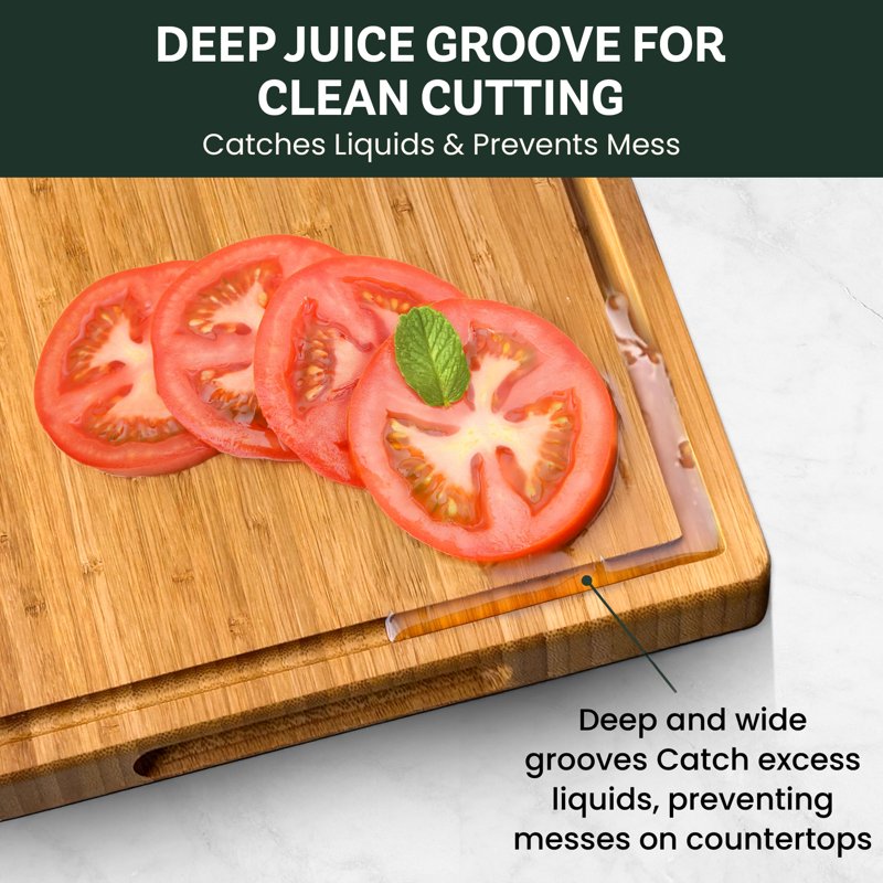 Large Bamboo Cutting Board with Juice Groove - 16" x 11"