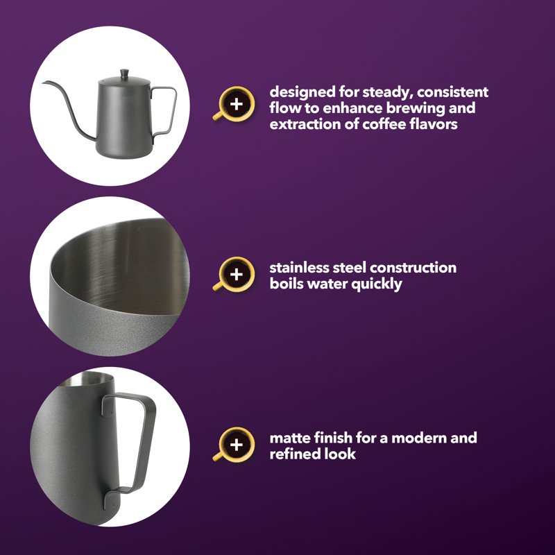 Gooseneck Tea Kettle - 1.2L Black Stovetop Kettle