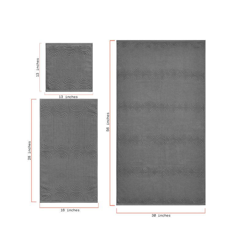 Charcoal Gray Textured Cotton Washcloth - 100% Cotton Bathroom Towel