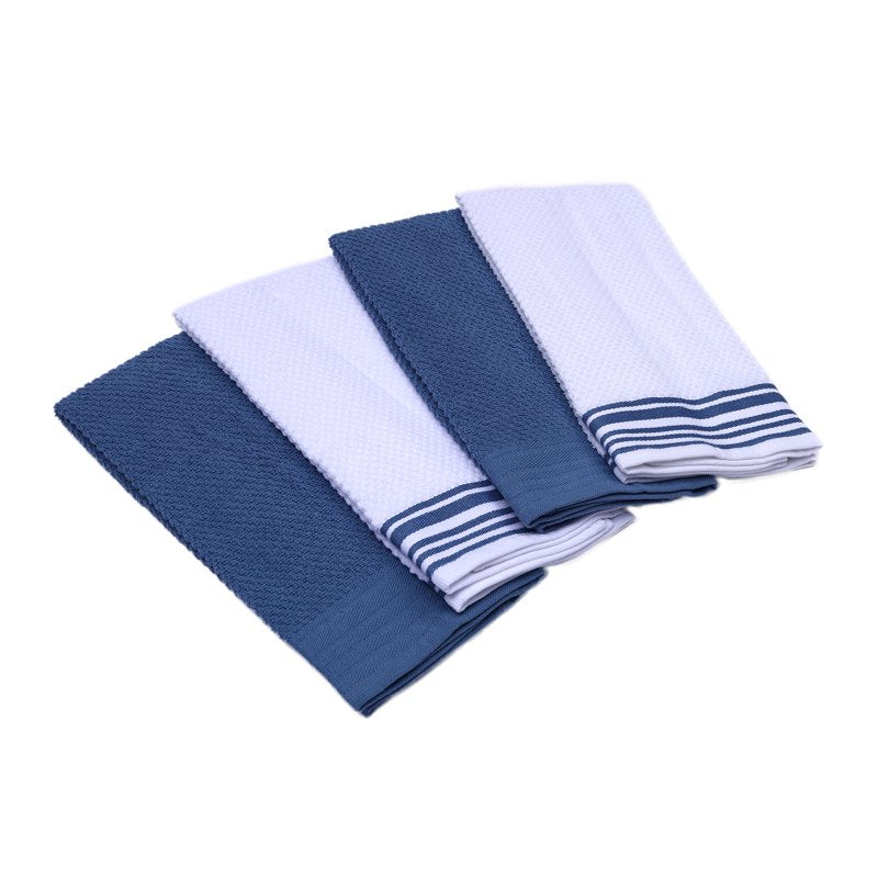 Woven Kitchen Towel Set - 4-Pack 16x26 in, Blue Corduroy