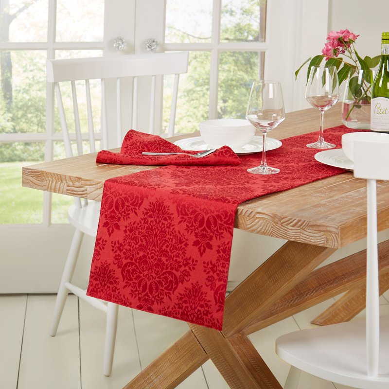 Lexington Table Runner 15" x 72" - Stain Resistant Red