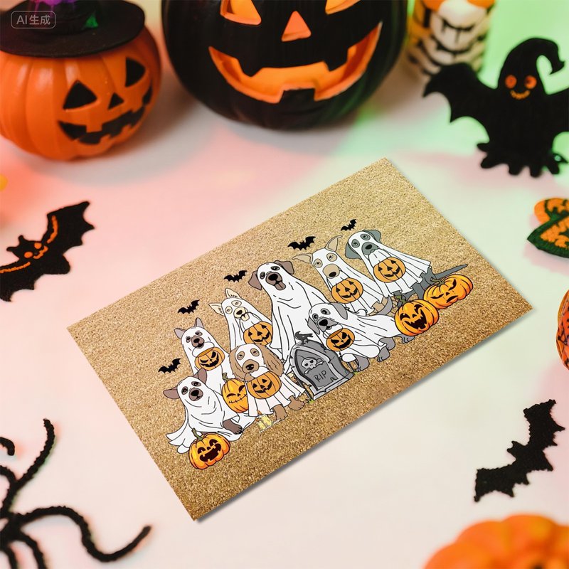 Halloween Doormat 24x16 Inch Ghost Dog Pumpkin Fall Decor Non-Slip Rug