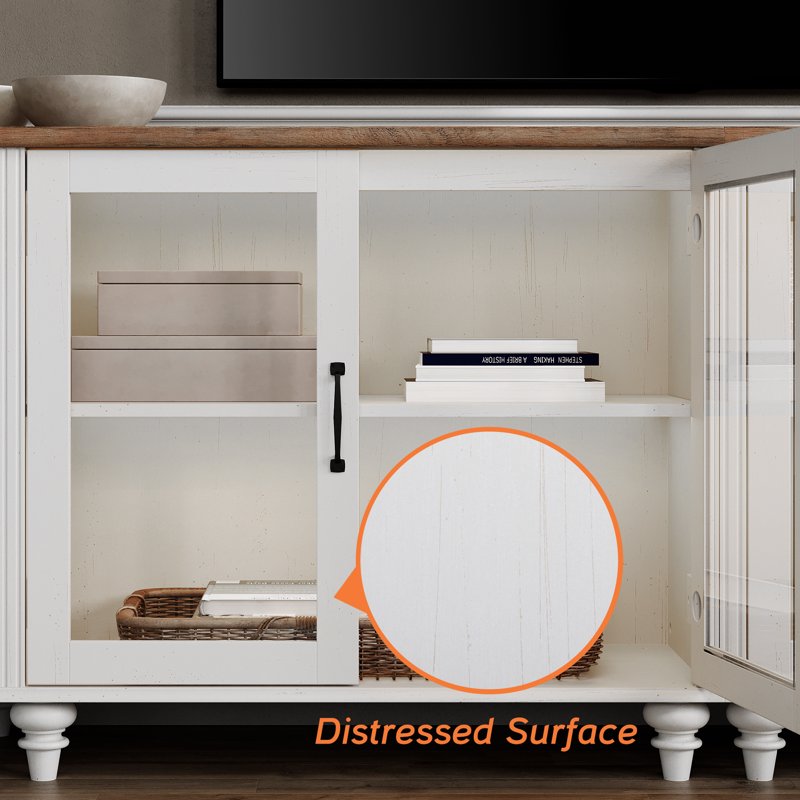 Buffet Cabinet with 6 Glass Doors and Adjustable Shelf - 3 Pack
