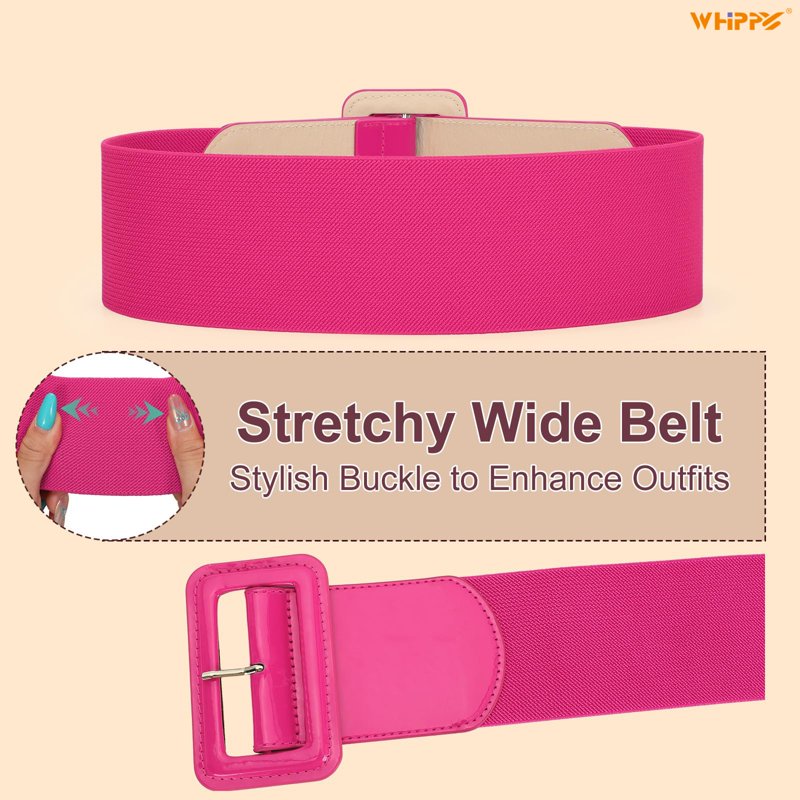 Whippy Wide Elastic Waist Belt for Dresses Women Pink Fit 38-42 Inches