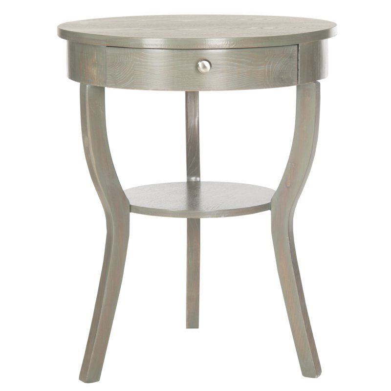 Contemporary Round Pedestal End Table with Drawer - Multiple Colors