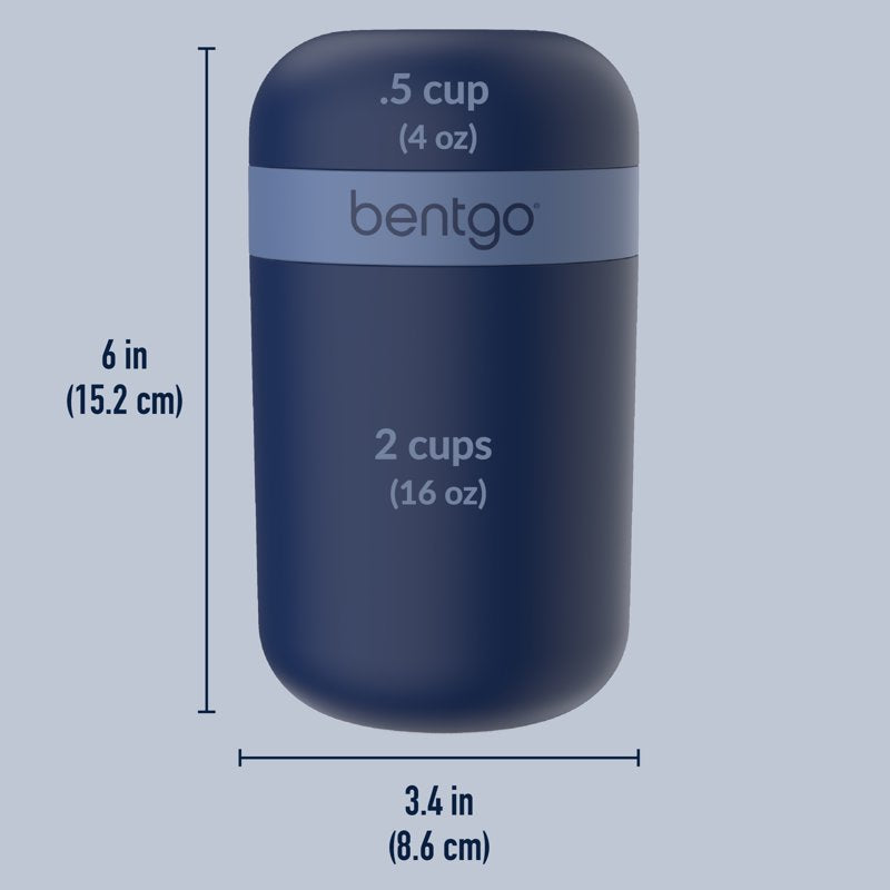 Reusable Snack Cup - Portable Leak-Proof Container with Toppings Compartment - Navy