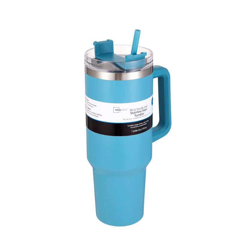 40 oz Teal Stainless Steel Double-Wall Tumbler with Lid