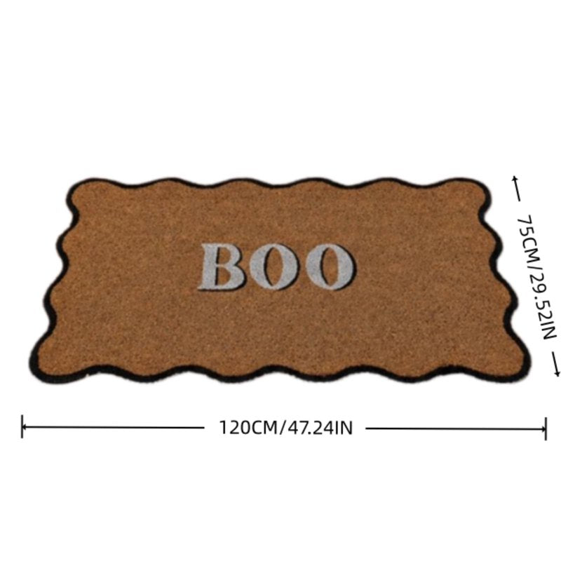 Halloween 'BOO' Coir Doormat 47.2 x 29.5 Inches Wavy Black Trim Welcome Mat