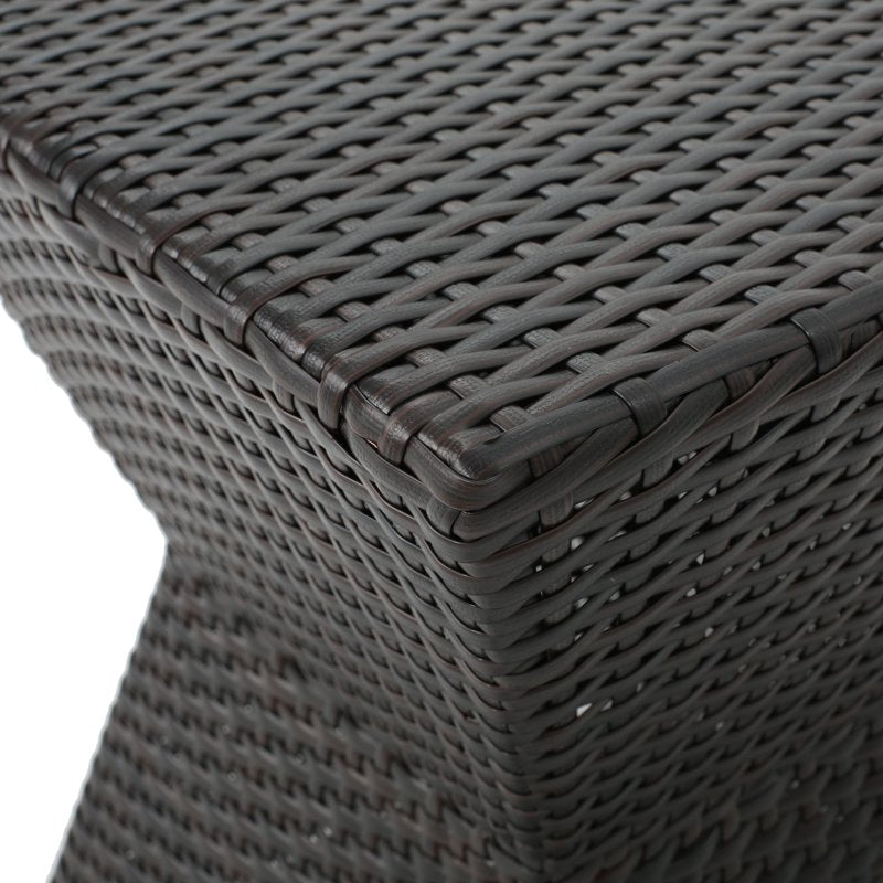 Outdoor Wicker Square Side Table - Brown, 16"