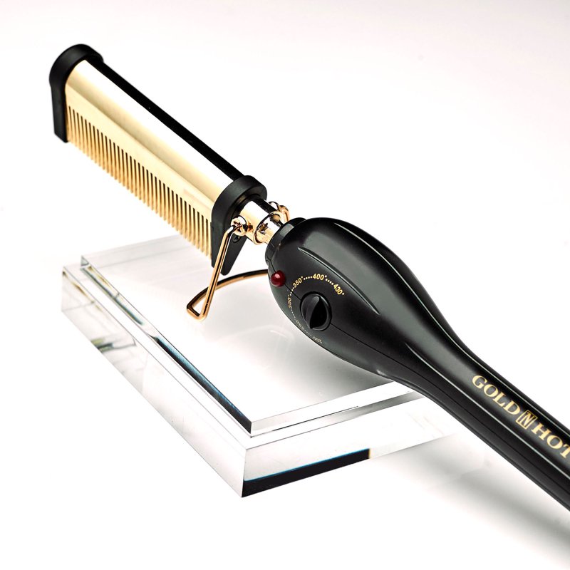 24K Gold Pressing Comb for Sleek Hair Styling