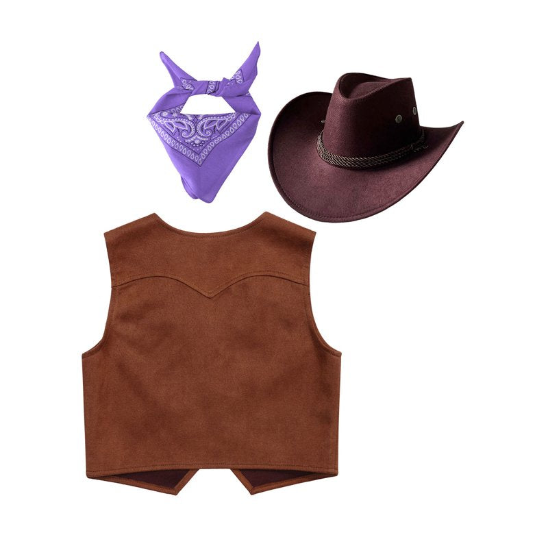 Kids Cowboy Costume Western Rodeo Outfit for Boys & Girls Purple 16