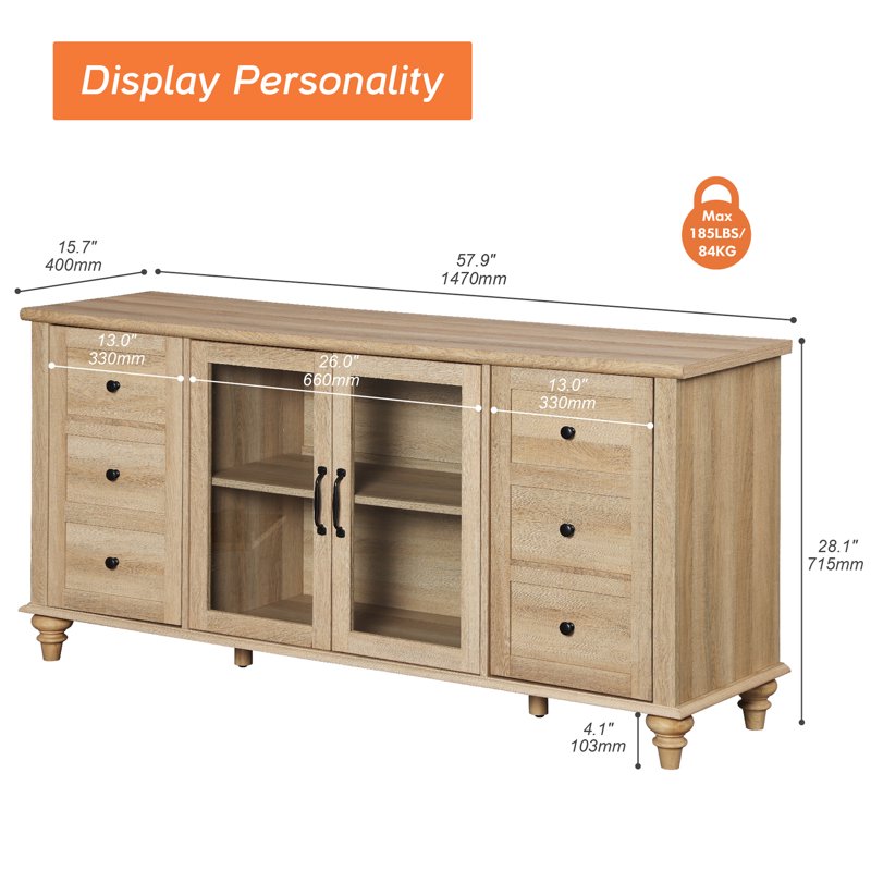 Farmhouse Sideboard - Elegant Oak Buffet Storage