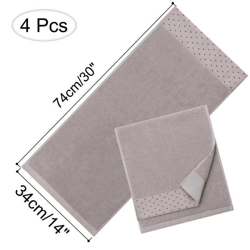 Cotton Hand Towel Set 600 GSM Absorbent 14x30 Inches - Bone, 4 Pcs