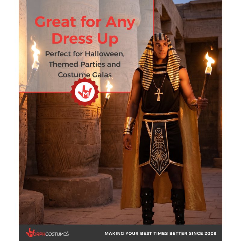 Men's Egyptian Pharaoh Costume L - Ancient King Outfit for Halloween & Cosplay