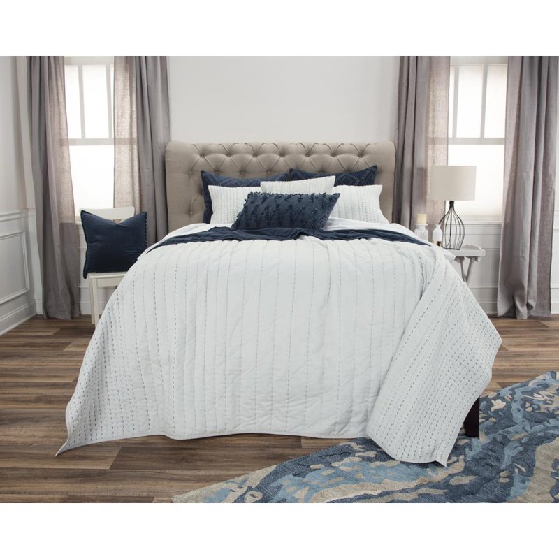 90x92 Inch Quilt - Rizzy Home Ventrice Kantha Stitch Reversible Bedding - As Specified
