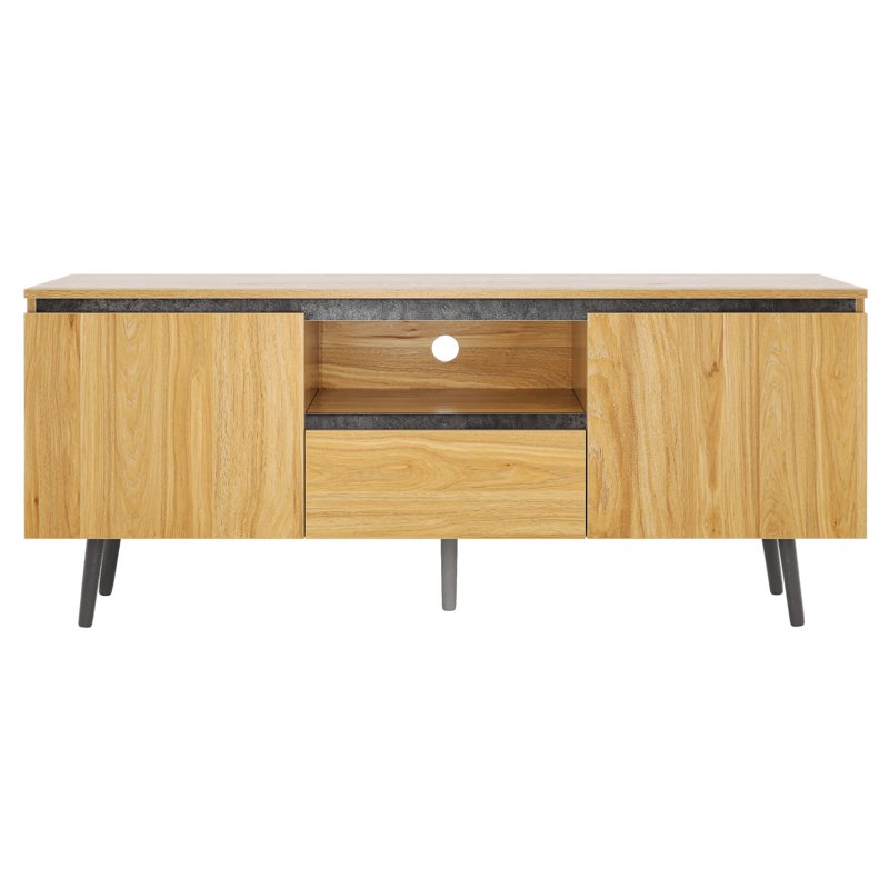 Farmhouse TV Stand with LED Lights - Holds TVs Up to 55 Inch