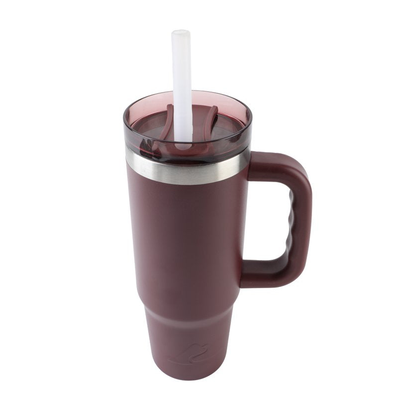 30 oz Insulated Stainless Steel Tumbler with Handle - Maroon