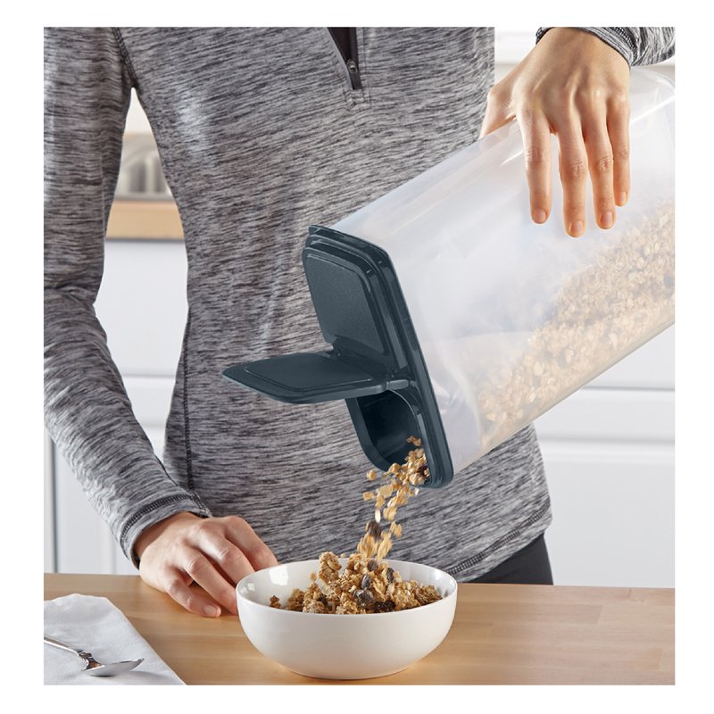 Cereal Dispenser - 2 Pack, Clear with Gray Lid, 16 Cups