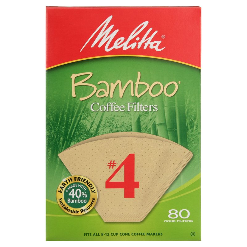 Bamboo Cone Coffee Filters - #4 Size, 80 Count Box
