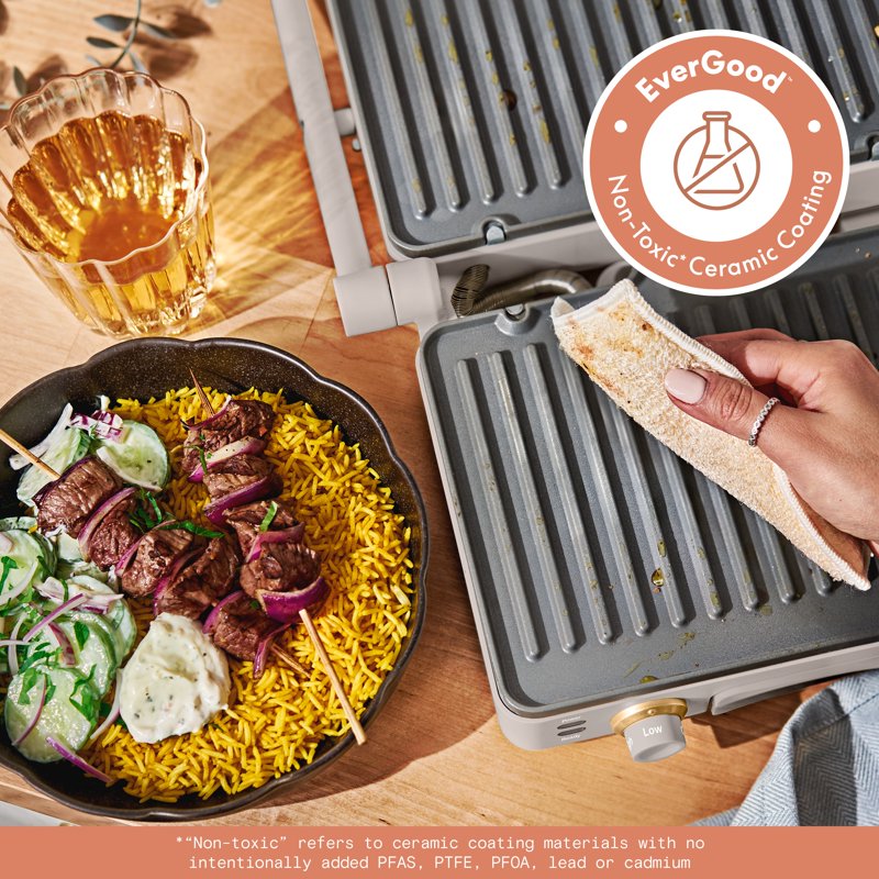 2-in-1 Panini Press & Grill with Detachable Plates - Porcini Taupe