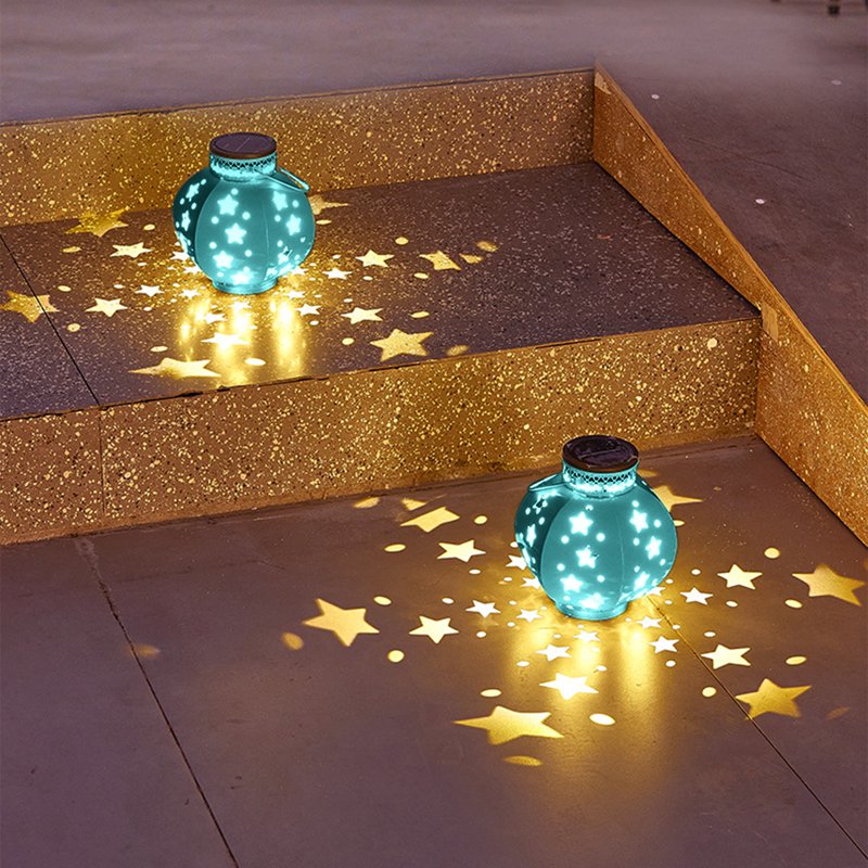 125 Green Solar Outdoor Table Lantern with Flickering Flame Warm Light