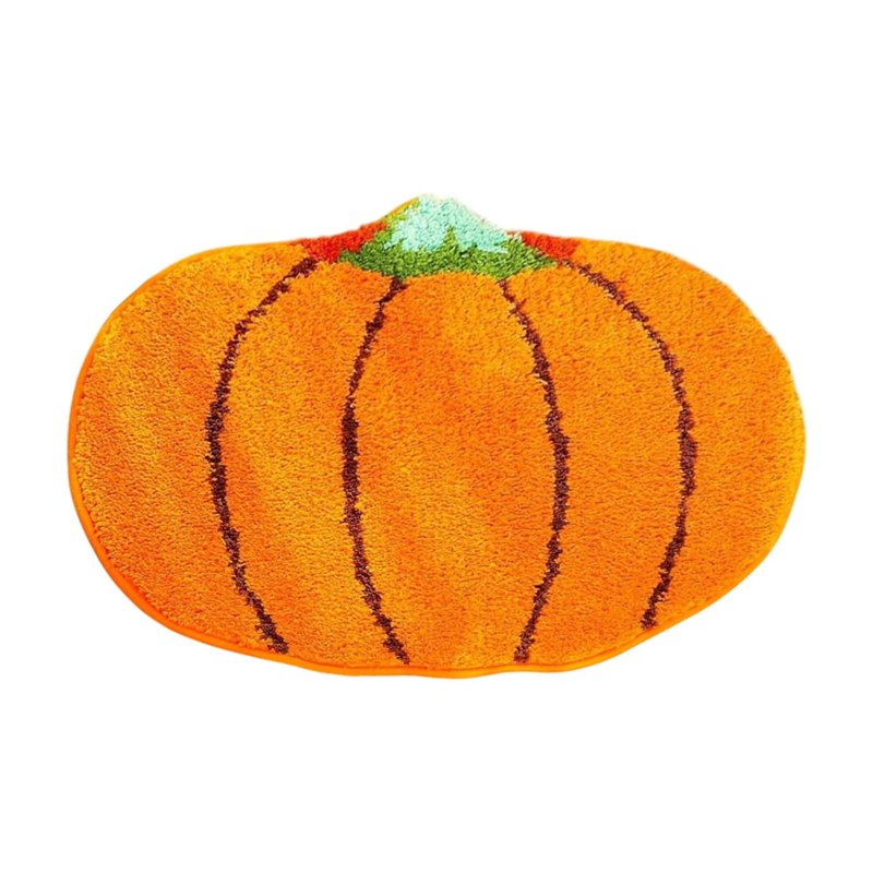 Halloween Pumpkin Doormat - Fall Themed Floor Rug for Living Room & Kitchen - Orange, 15.75x23.62in