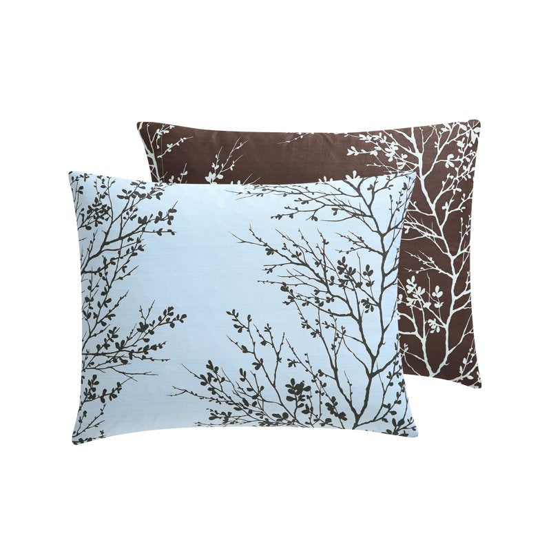 VCNY Home Leaf 8-Piece Reversible Bed in a Bag - Queen Blue/Chocolate